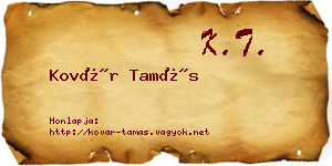 Kovár Tamás névjegykártya